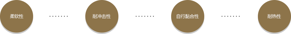 柔軟性, 耐沖擊性, 自行黏合性, 耐熱性